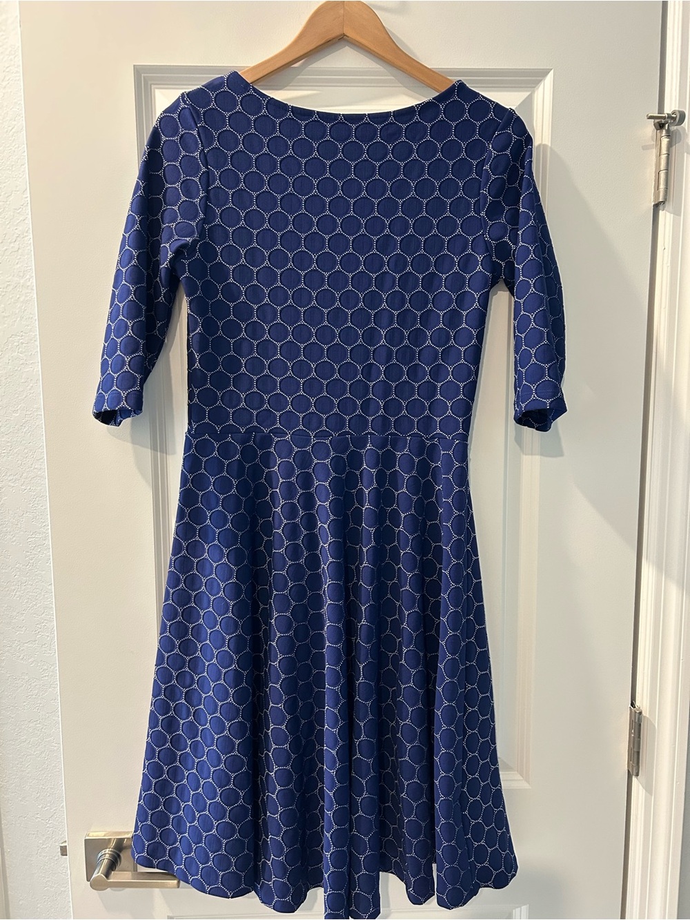 Leota Navy Blue Circle-Print Fit & Flare Dress